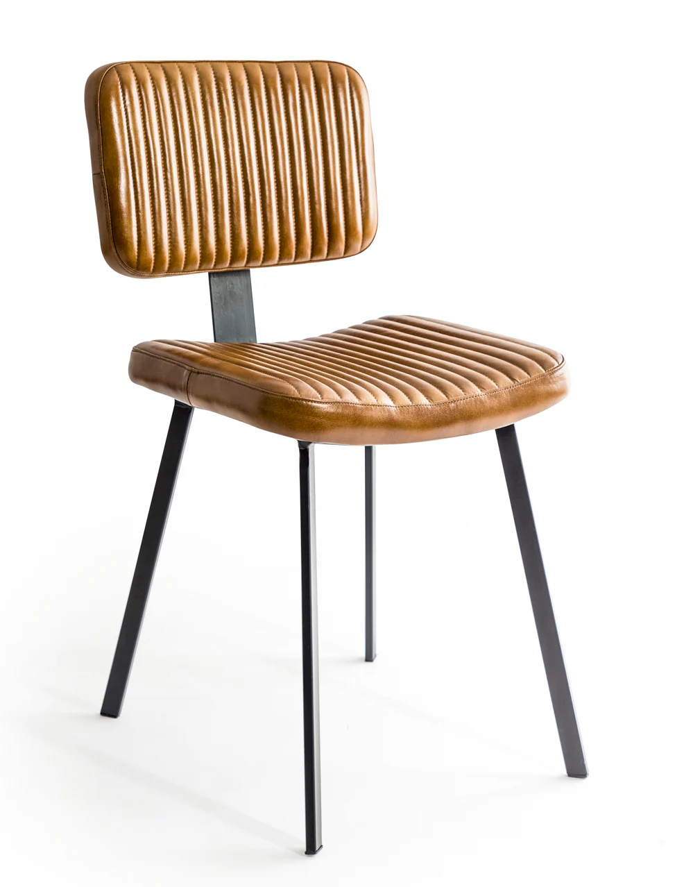 Industrial Vintage Style Ribbed Leather & Iron Chair - Image 3