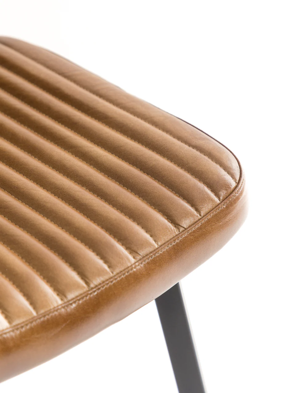 Industrial Vintage Style Ribbed Leather & Iron Chair - Image 5