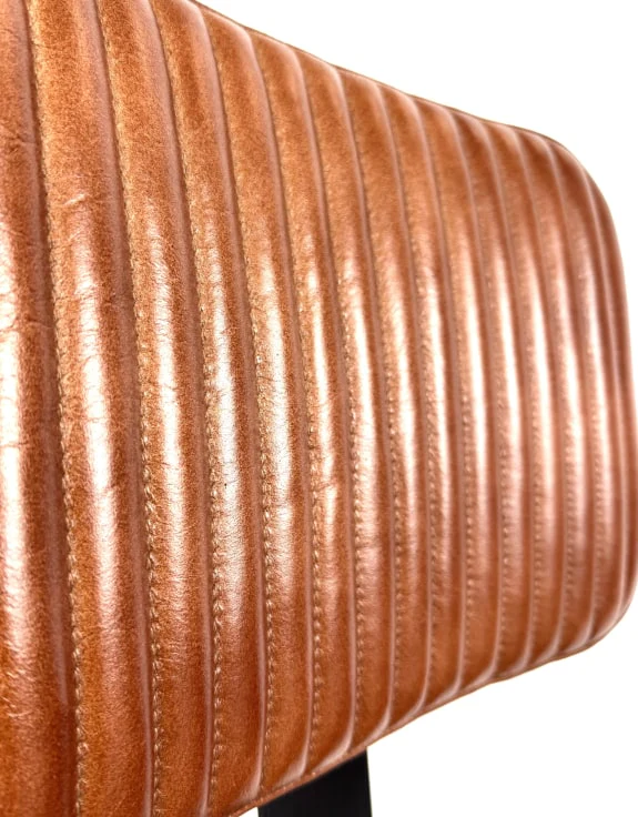 Industrial Vintage Style Ribbed Leather & Iron Chair - Image 6