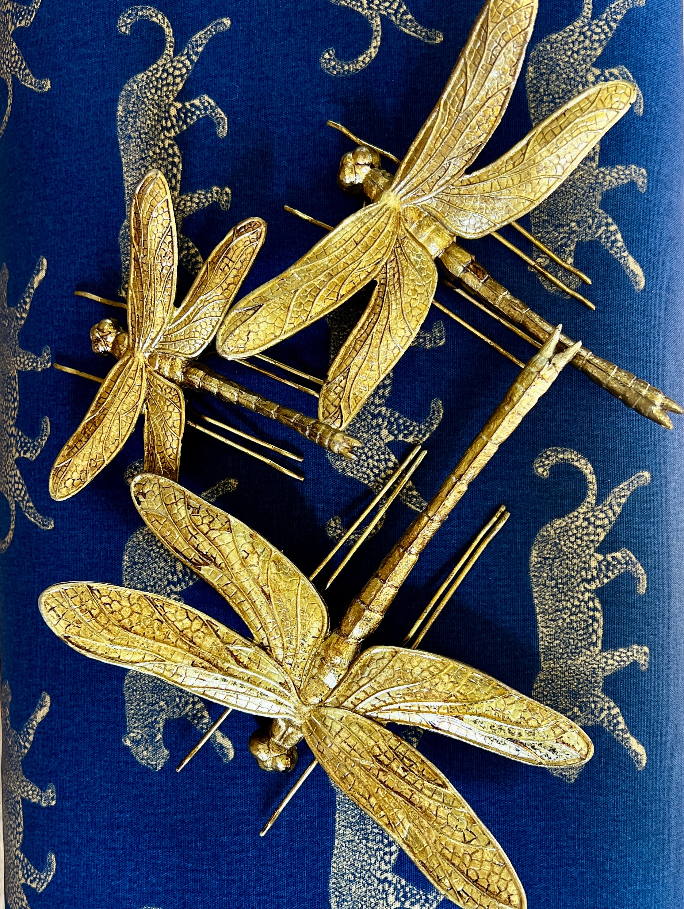 Large Antique Gold Dragonfly Wall Figure - Image 2