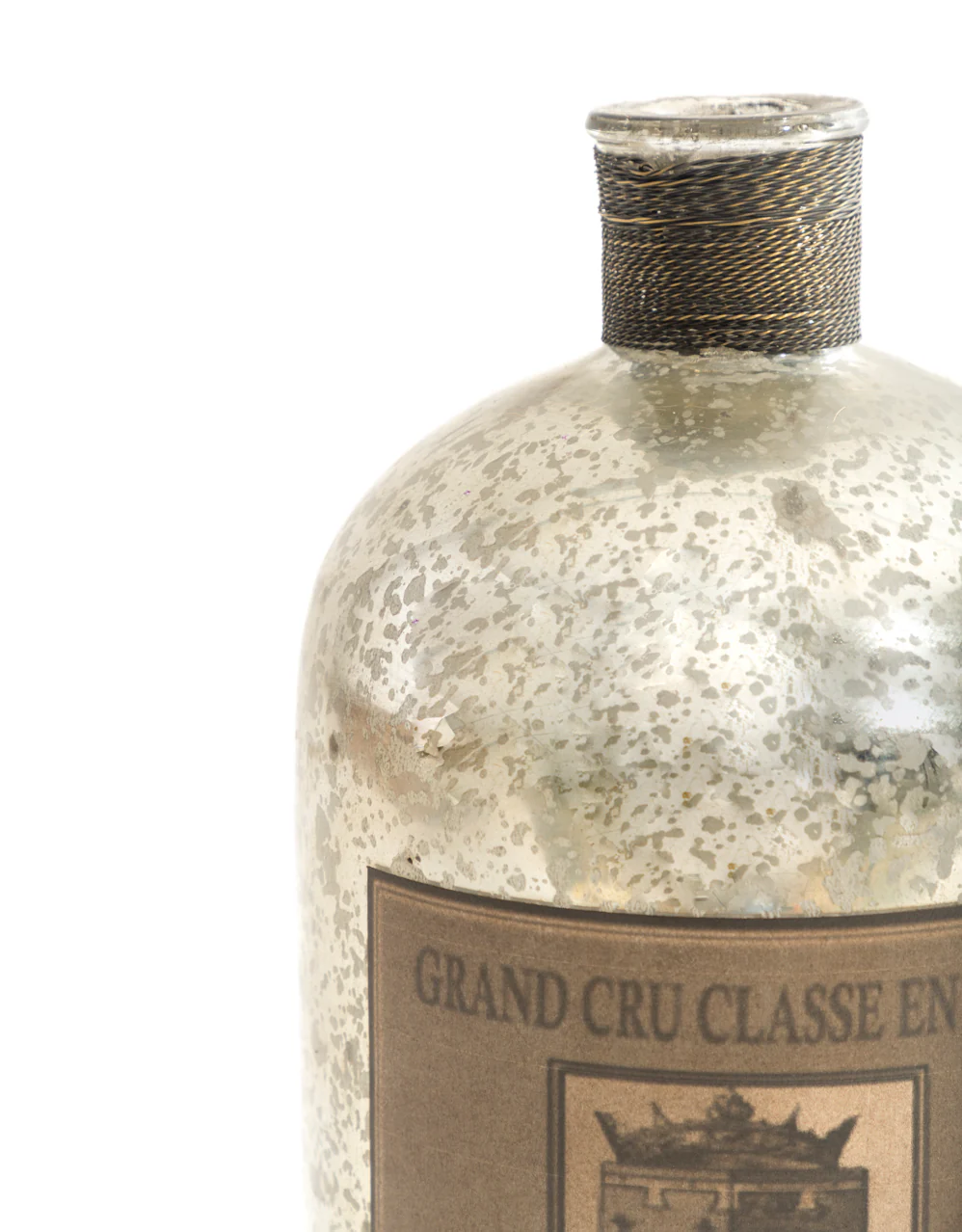 Large Antique Silver Glass Bottle / Vase - Image 2