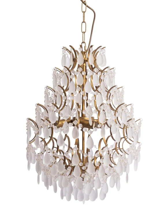 Antiqued Gold Multi Teardrop Chandelier - Frosted Crystals - Image 2