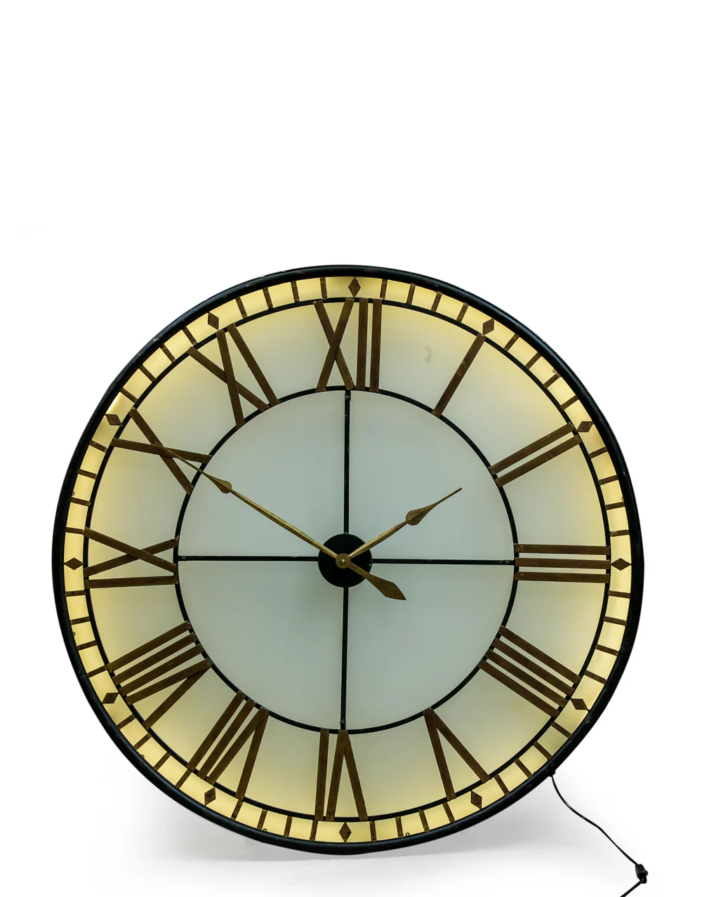Large Black and Gold Back Lit Glass "Westminster" Wall Clock - Due Back Mid July