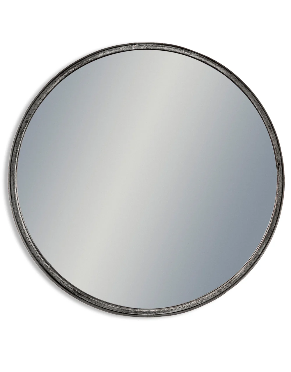 XLarge Black and Pewter Deep Framed Cylinder Mirror