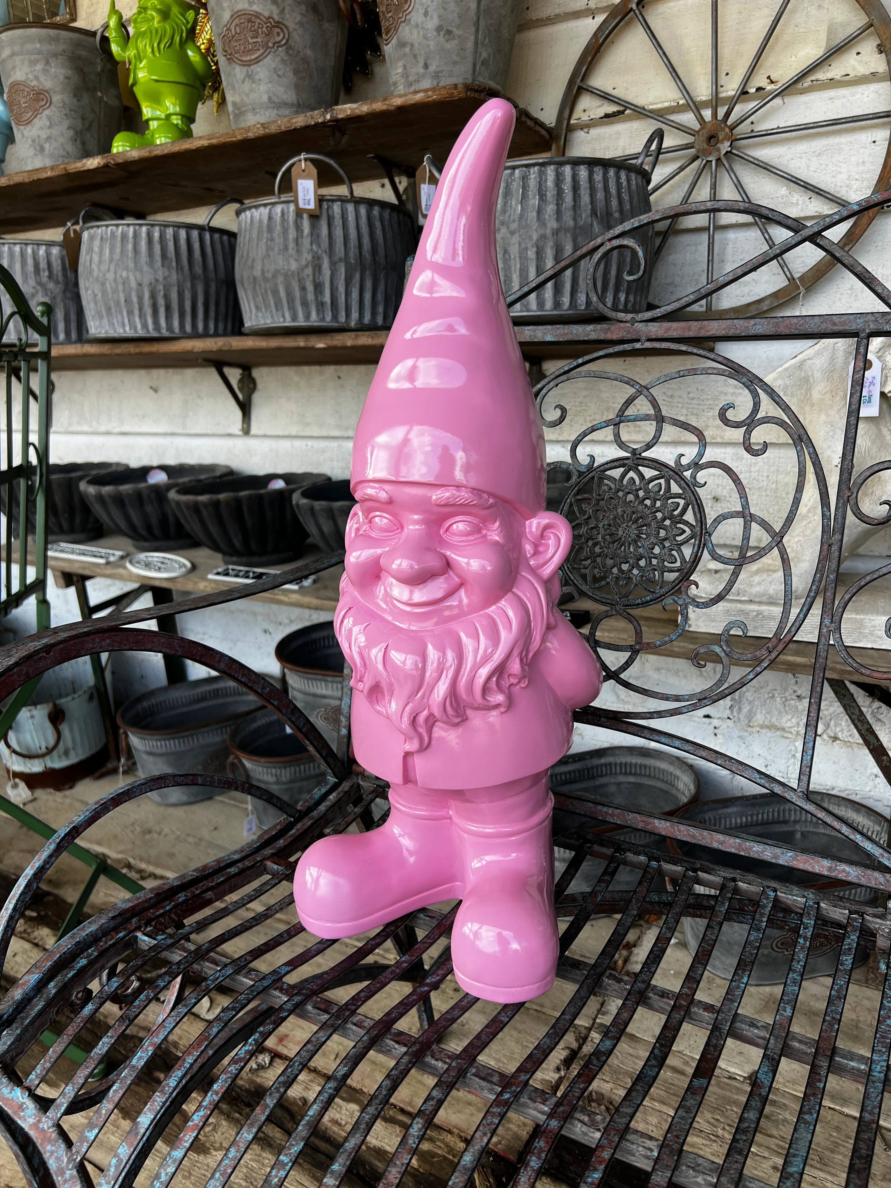 Large Bright Pink Standing Gnome Figure - Image 2