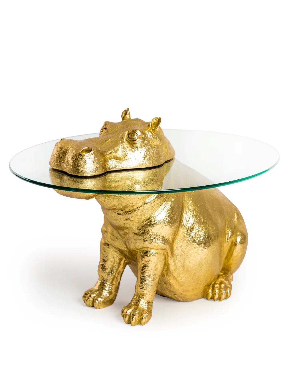 Large Gold Hippo Glass Top Side / Coffee Table - Back In Stock - Image 2