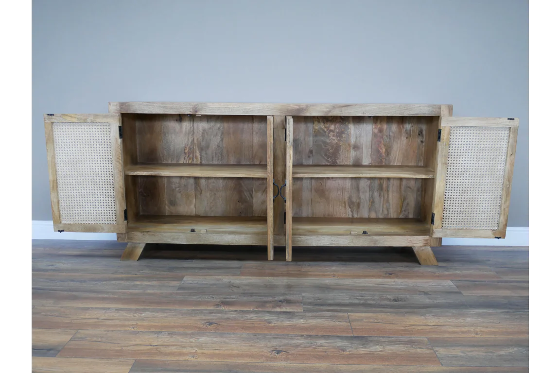 Large Industrial Sideboard with Metal Rattan Design - Image 3