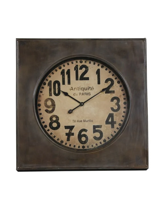 Square Antiqued 'Antiquite de Paris" Wall Clock