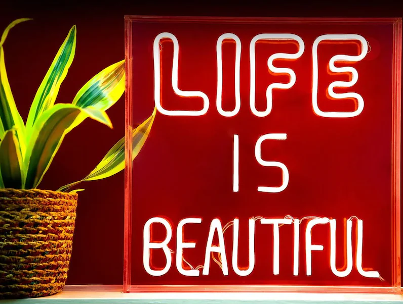LED Neon Acrylic Light Box - Life Is Beautiful - Image 2