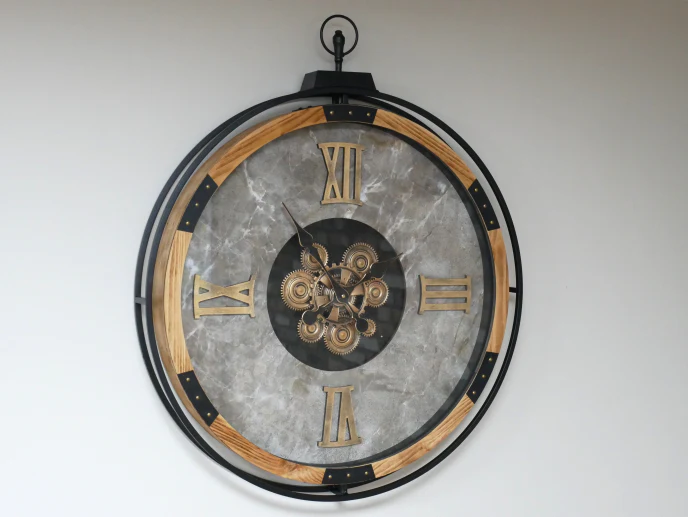 Marble effect cog clock