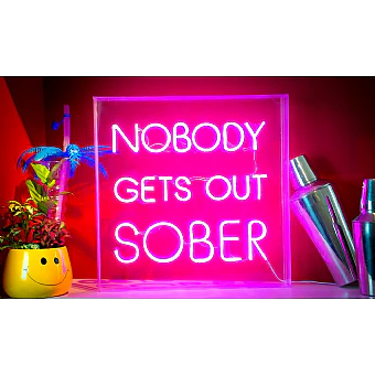 LED Neon Acrylic Light Box - Nobody Gets Out Sober - Image 2