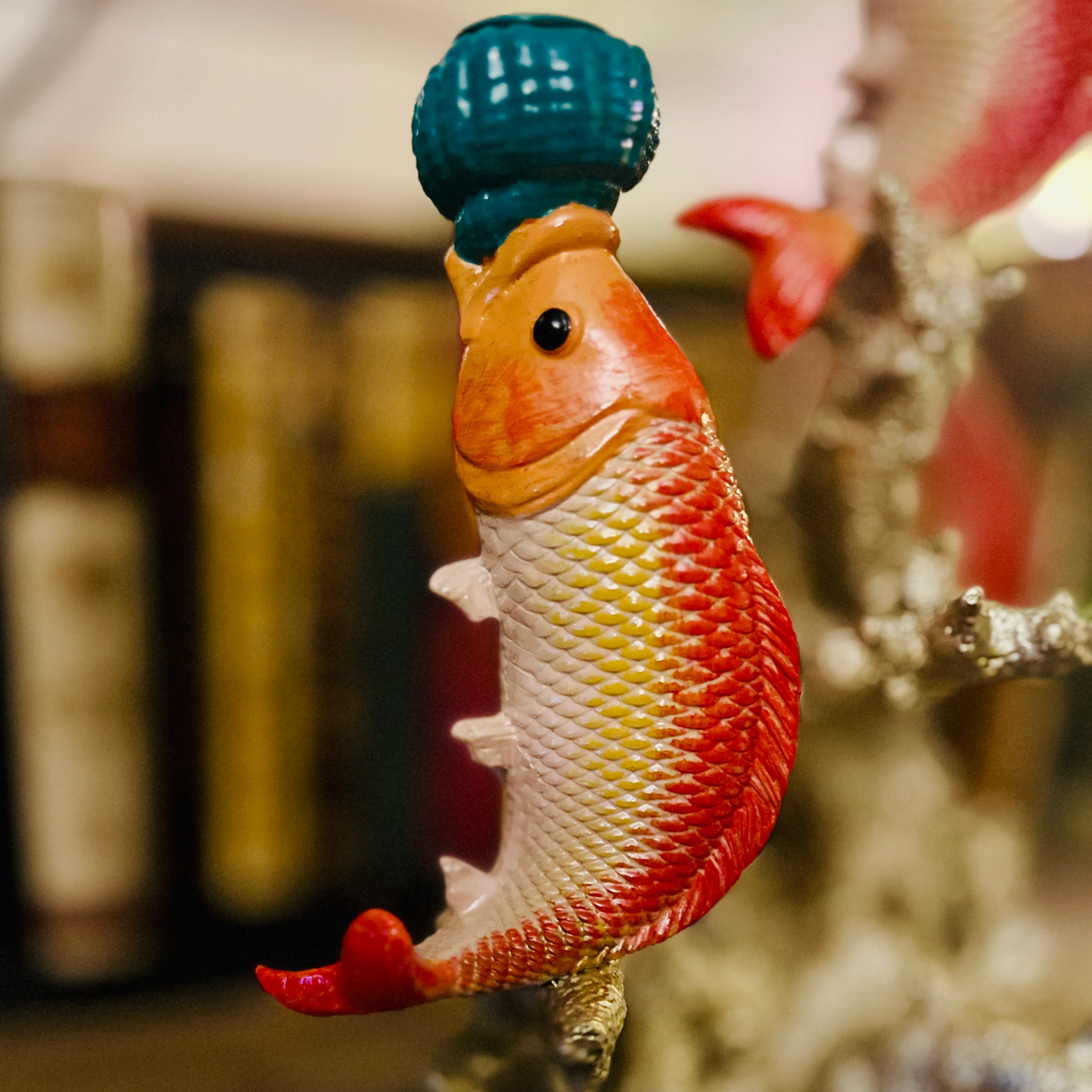 Ornate Carp & Coral Candlestick - Image 3