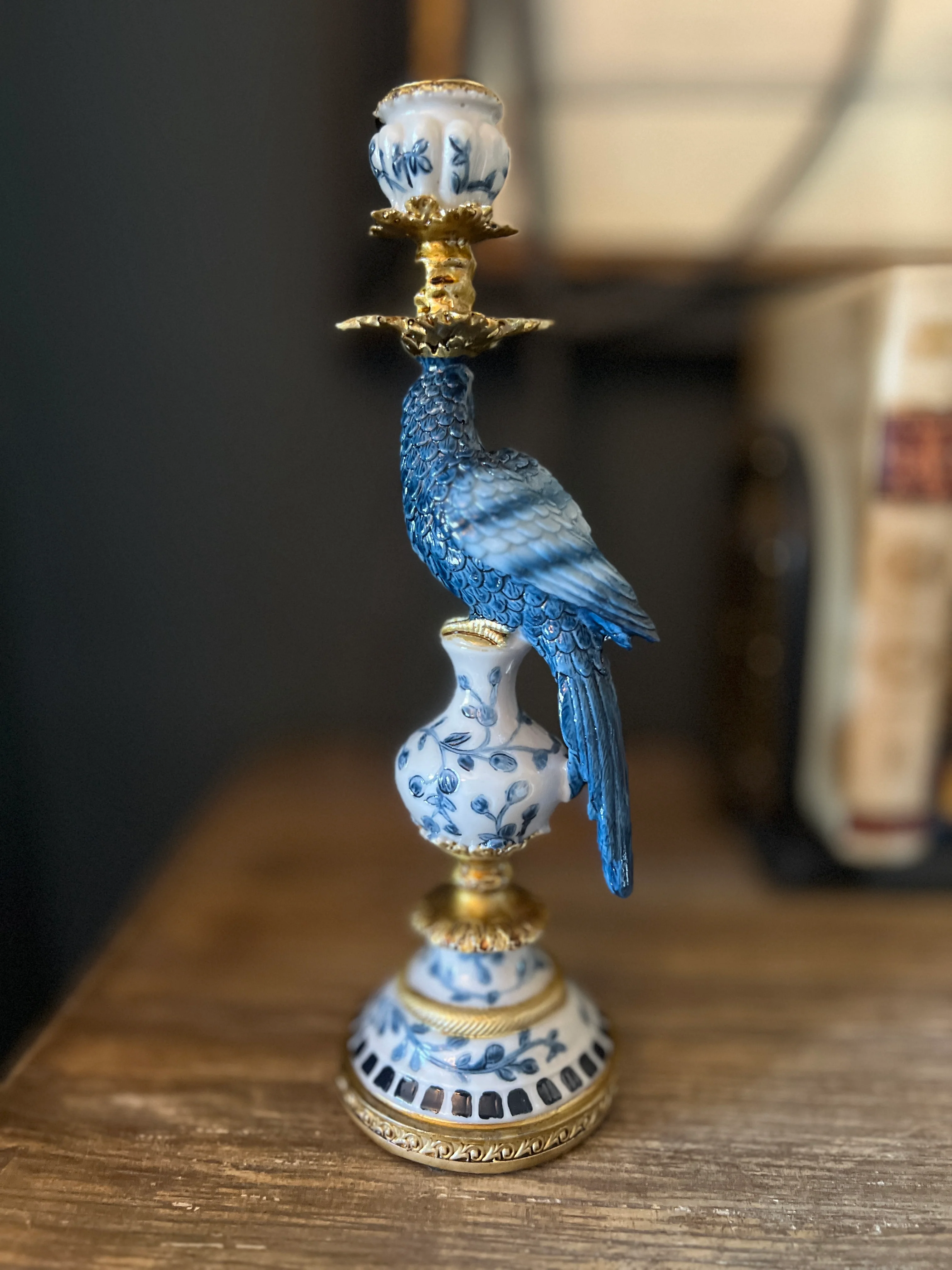 Ornate Parrot Candlestick Blue - Image 2