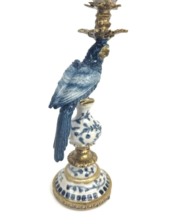 Ornate Parrot Candlestick Blue - Image 3