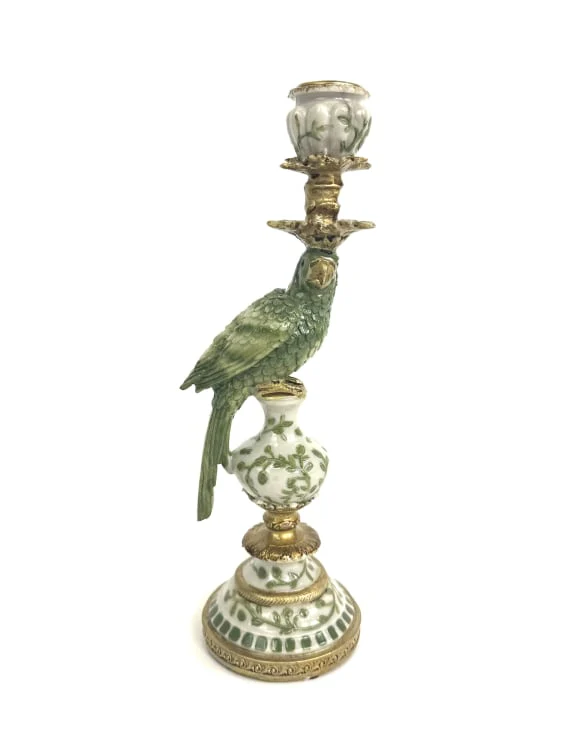 Ornate Parrot Candlestick Green - Image 3