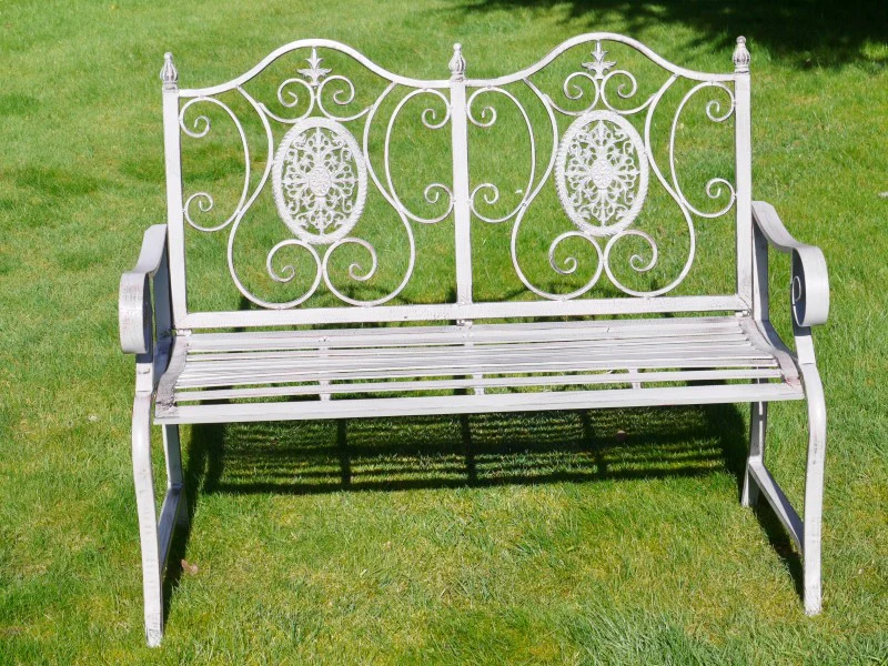 Outdoor Antiqued Grey Bench - Image 6