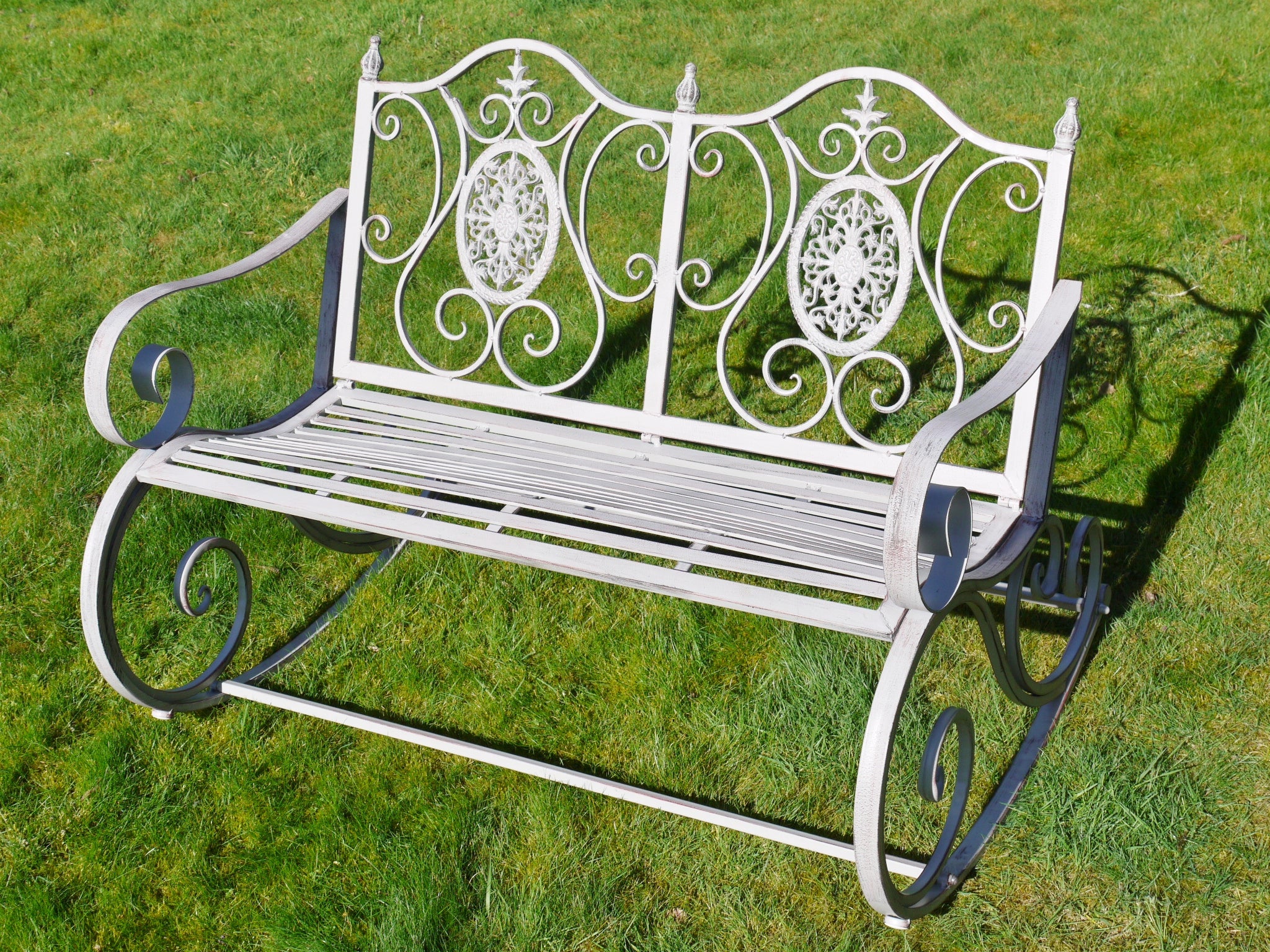 Outdoor Antique Grey Rocking Bench