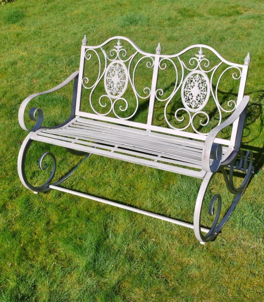 Outdoor Antique Grey Rocking Bench - Image 3