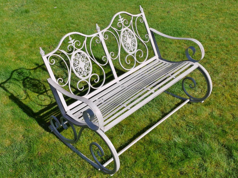 Outdoor Antique Grey Rocking Bench - Image 4