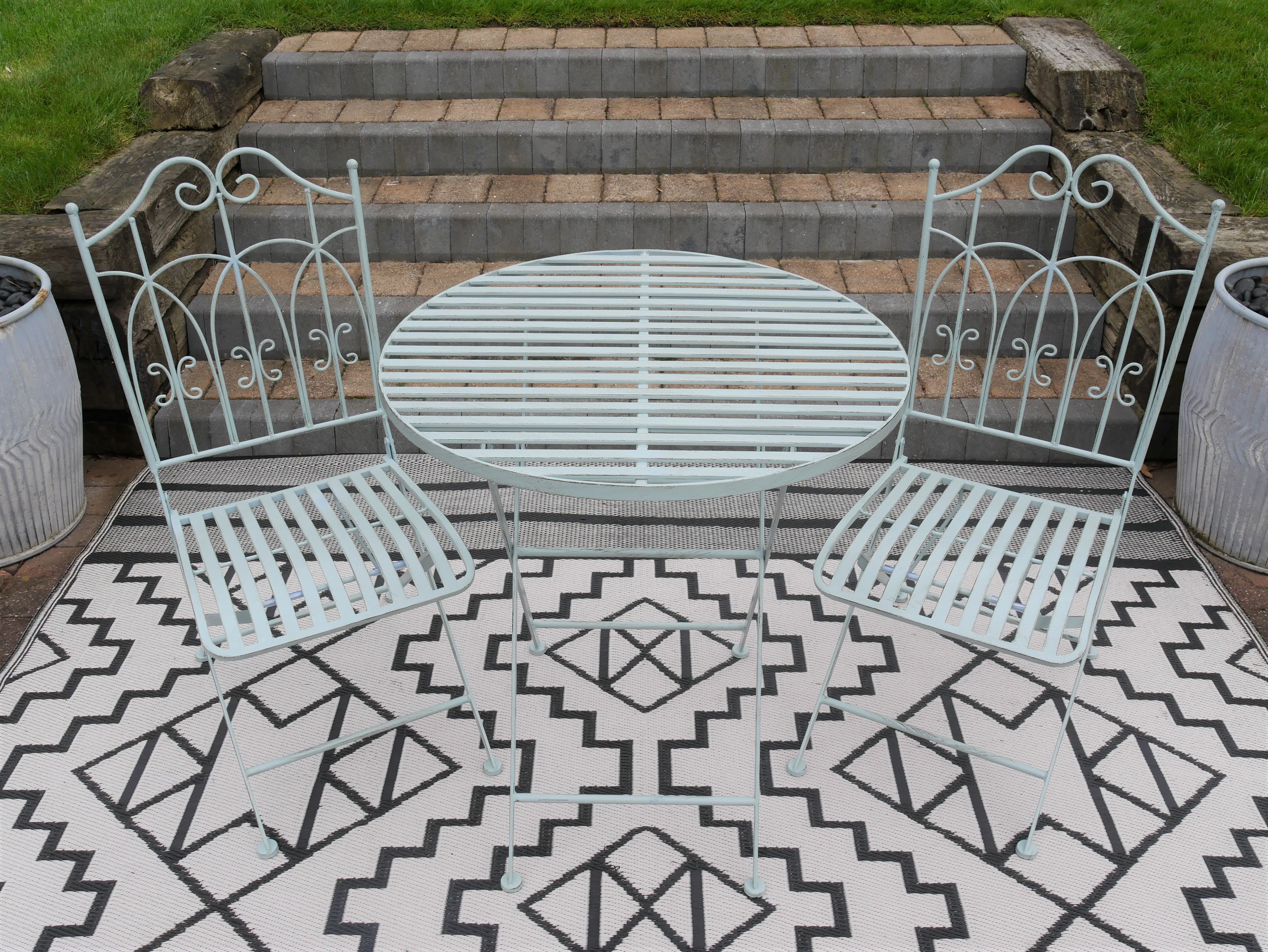 Outdoor Bistro Set Powder Blue - Image 2