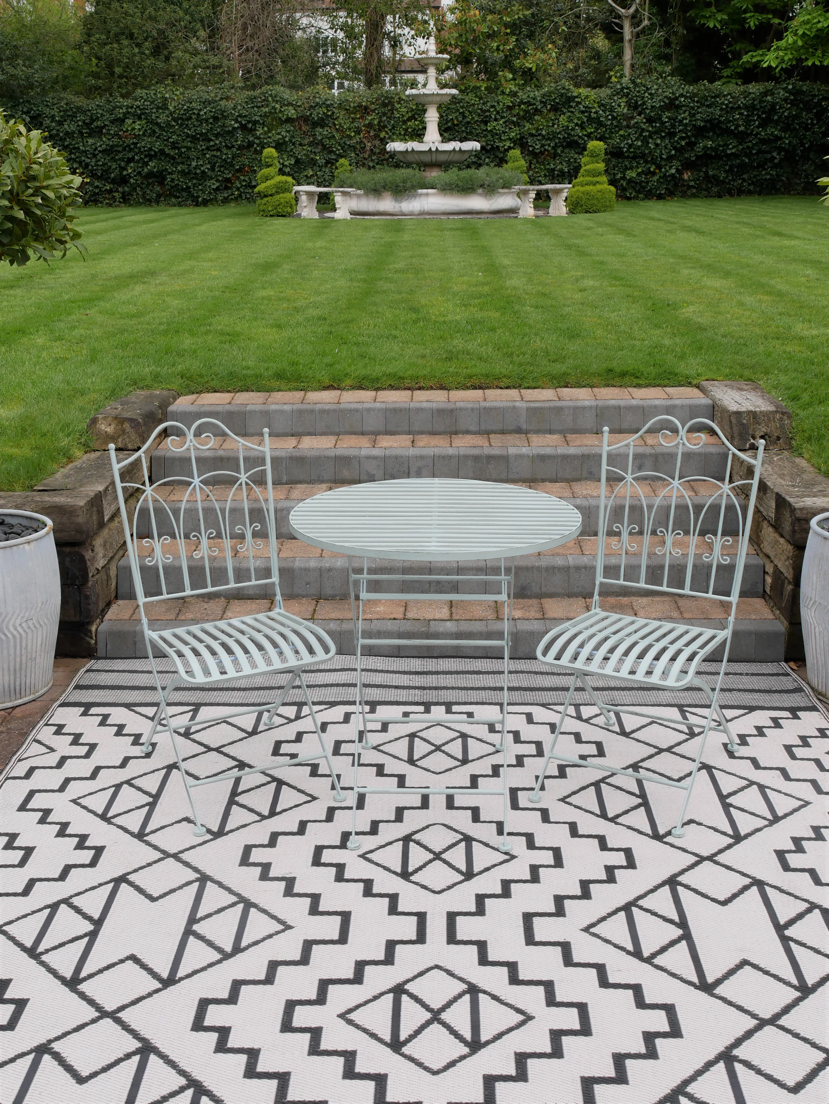 Outdoor Bistro Set Powder Blue - Image 3