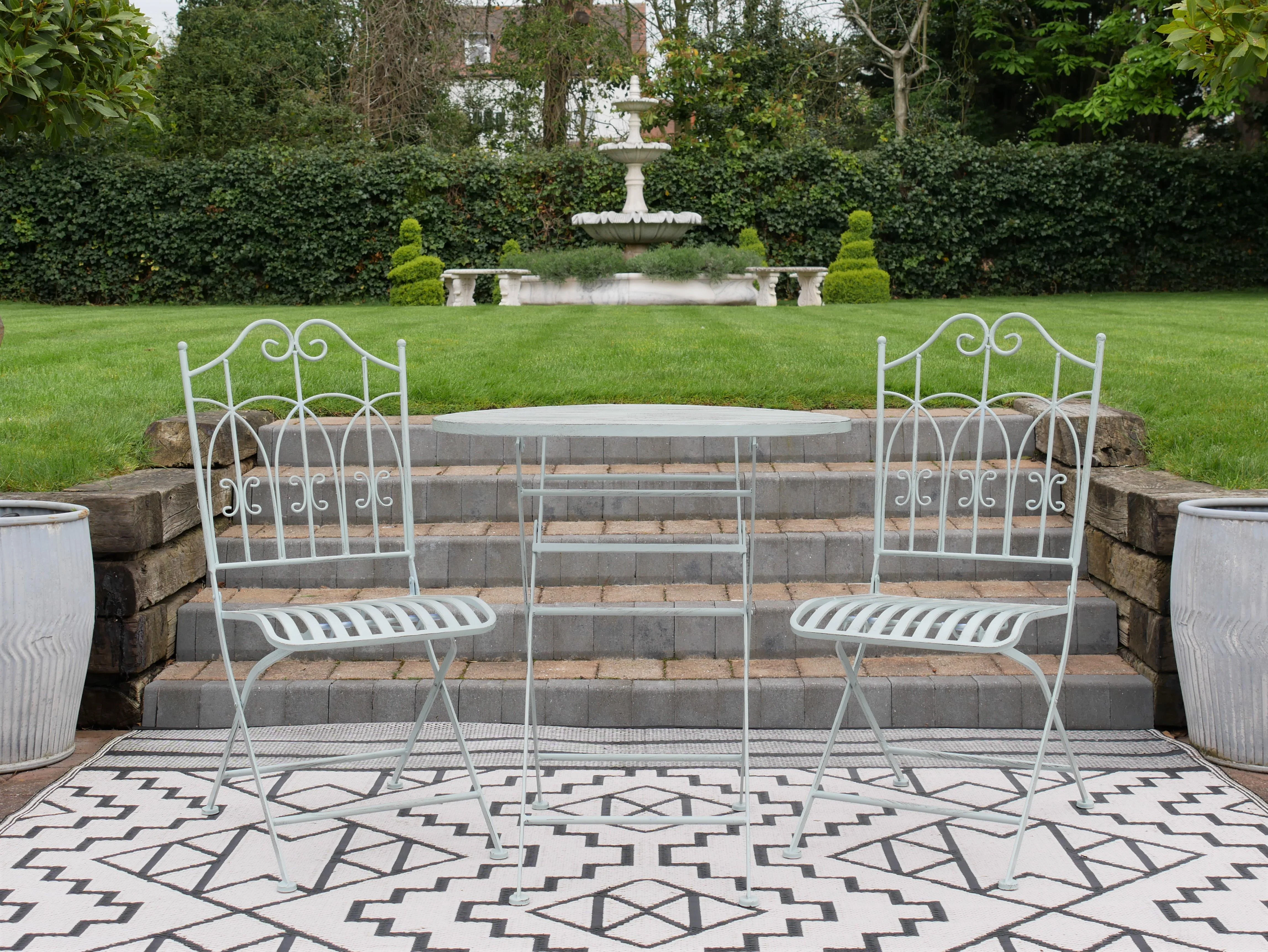 Outdoor Bistro Set Powder Blue - Image 4