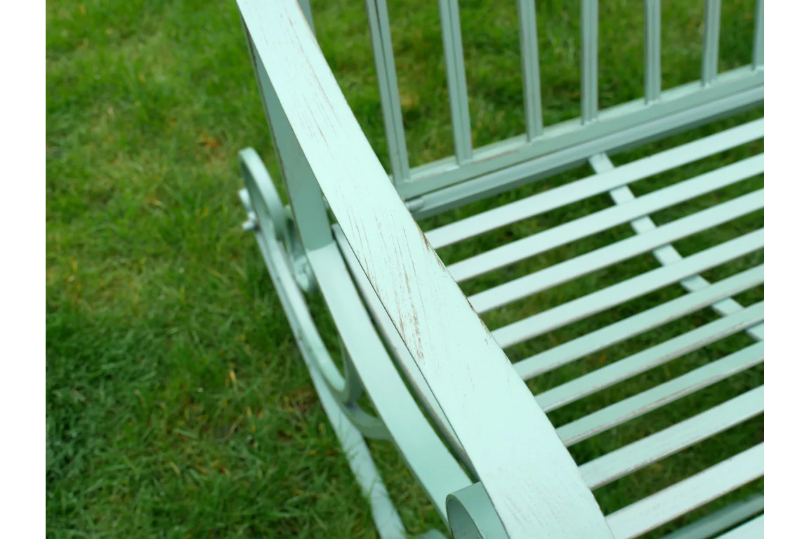Outdoor Green Metal Rocking Bench - Image 3