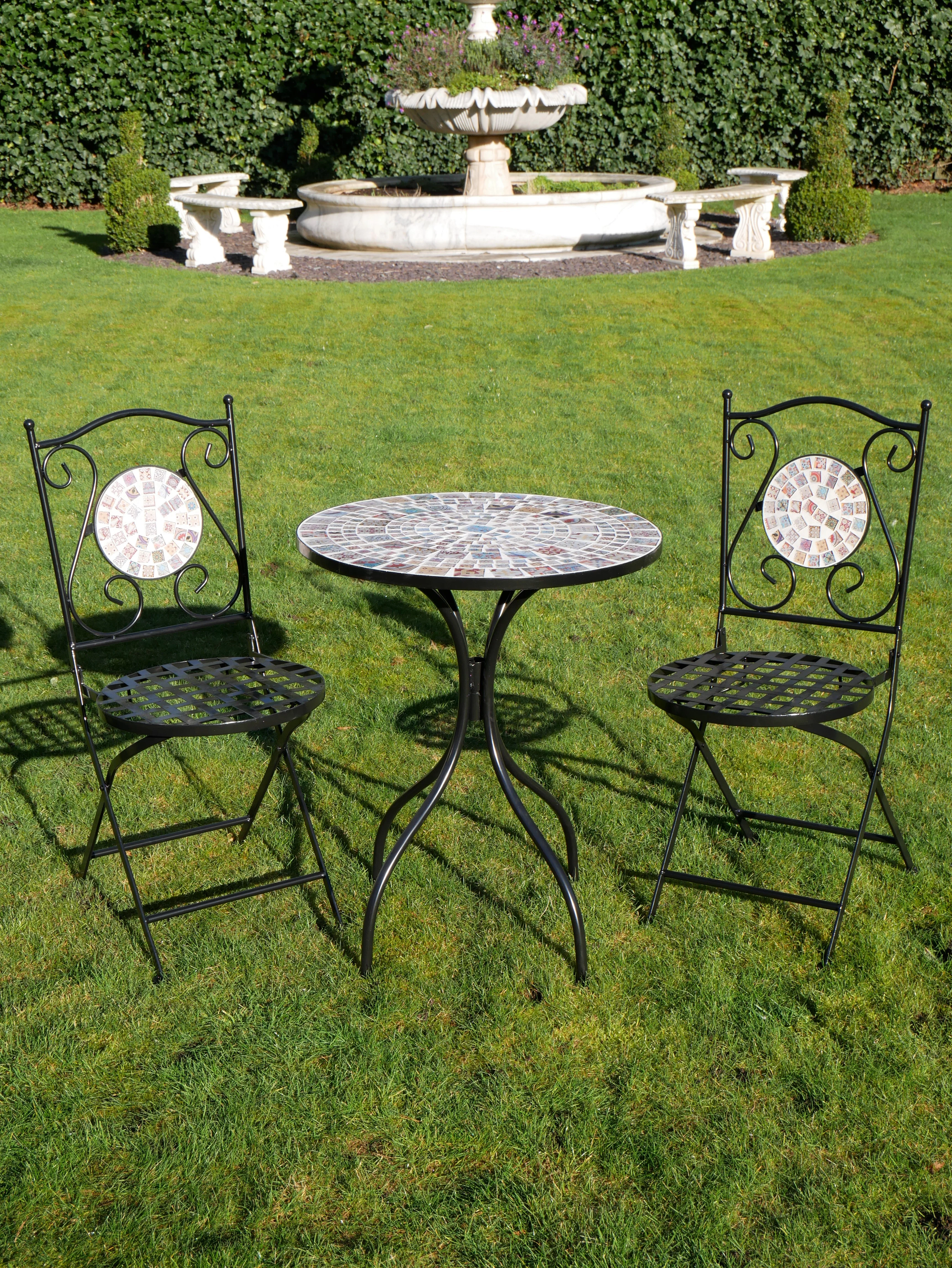 Outdoor Mosaic Table & Two Chair Bistro Set - Image 3