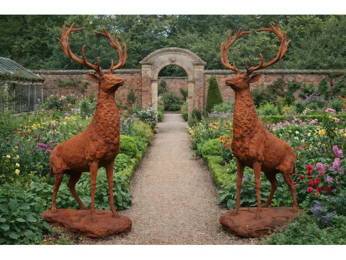 Pair of Rusty Stag Garden Statues