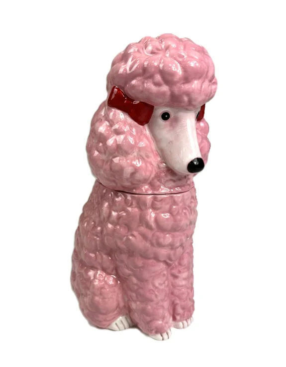 Pink Ceramic Poodle Jar
