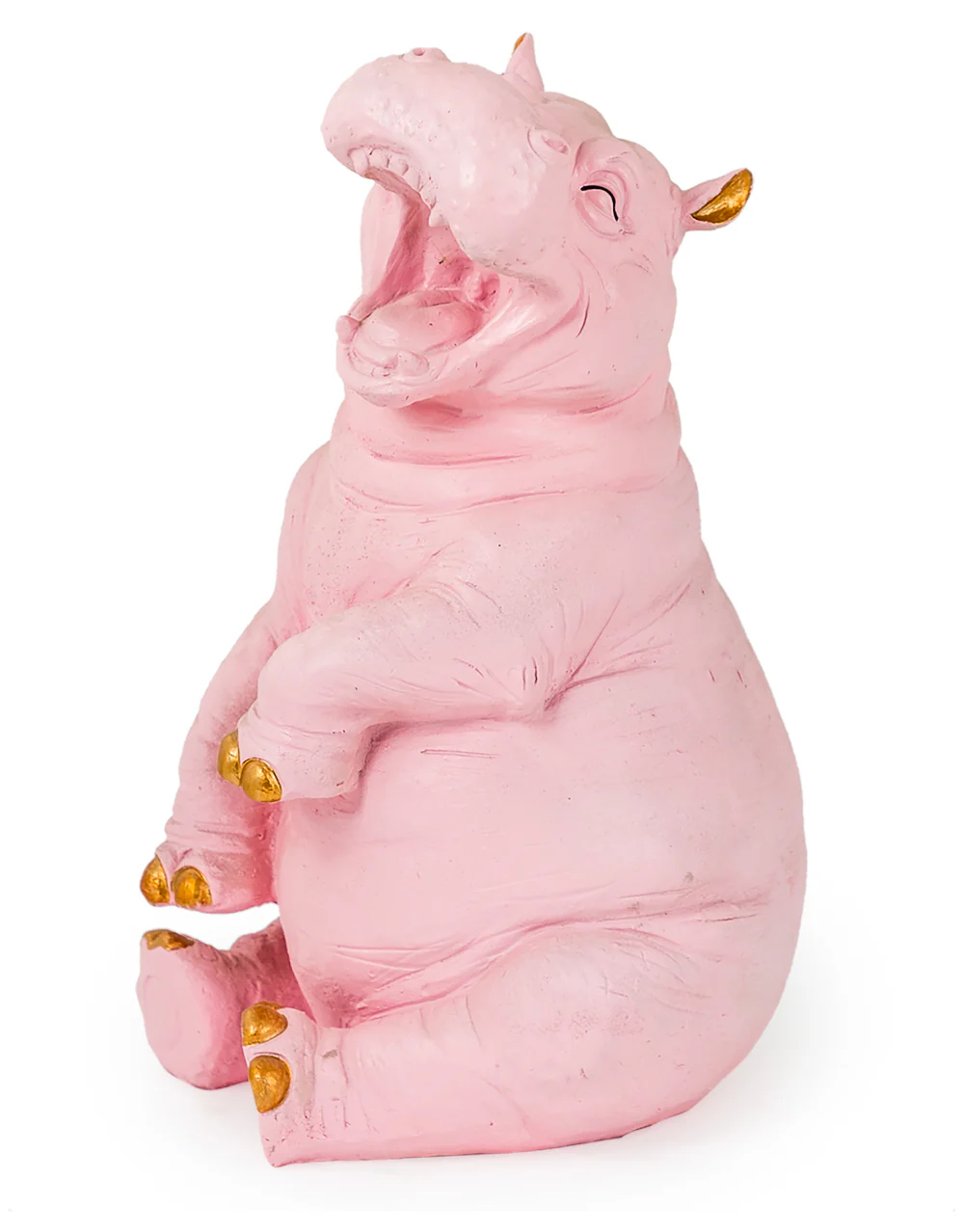Pink with Gold Details Laughing Hippo Figure - Image 2