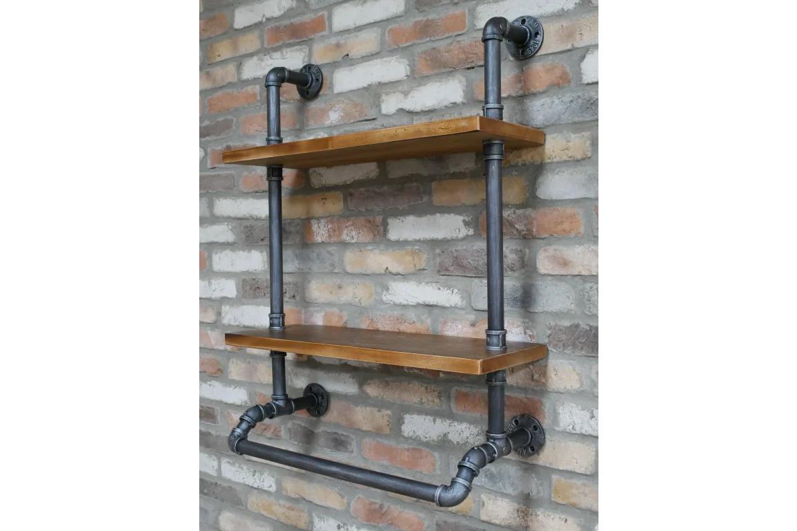 Pipe Wall Shelves with Rail
