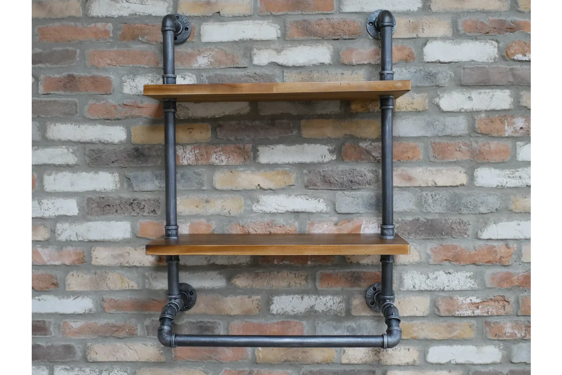Pipe Wall Shelves with Rail - Image 3