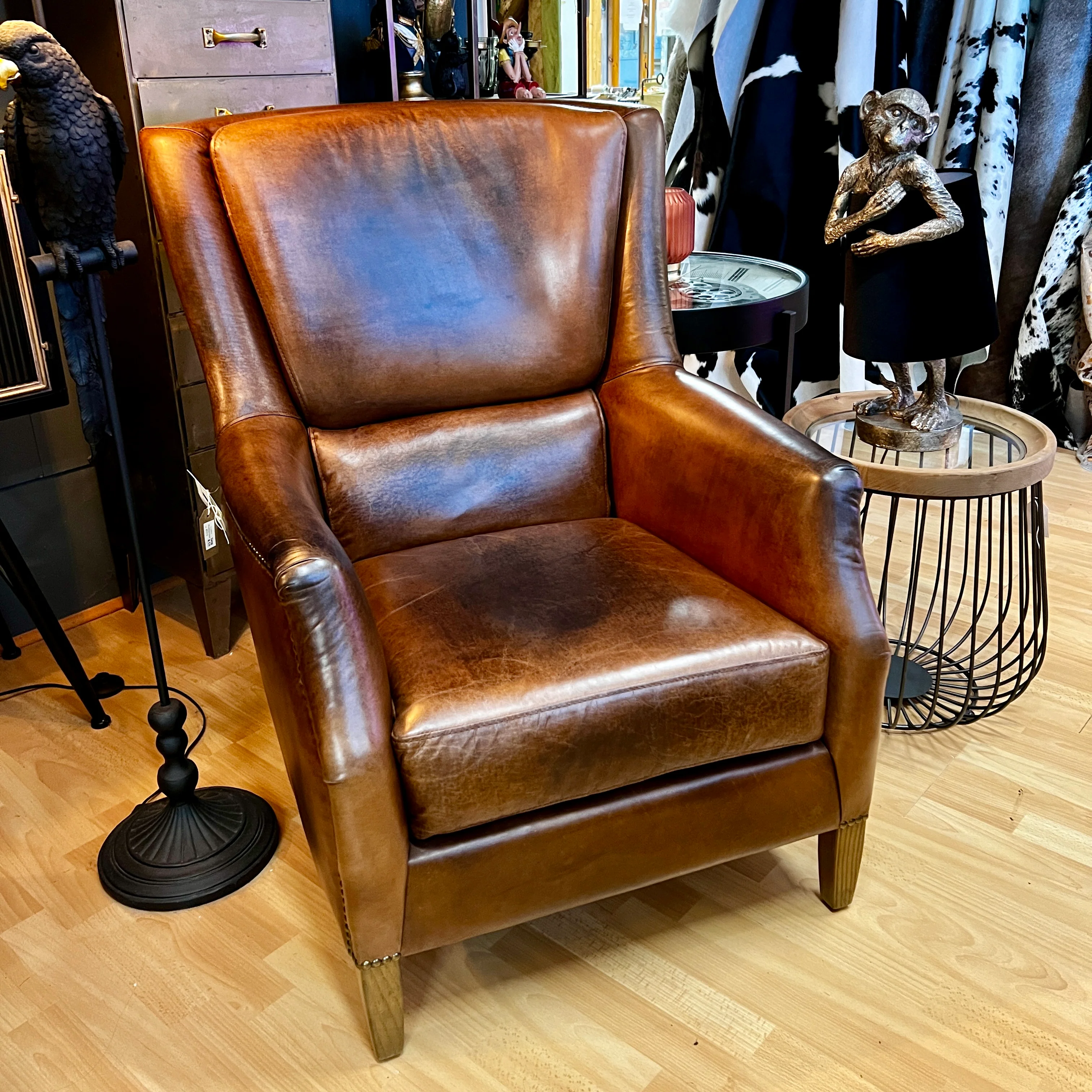 Leather Reading Chair- Back In Sock