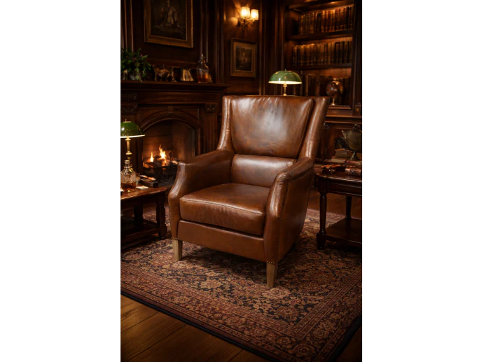 Leather Reading Chair- Back In Sock - Image 2