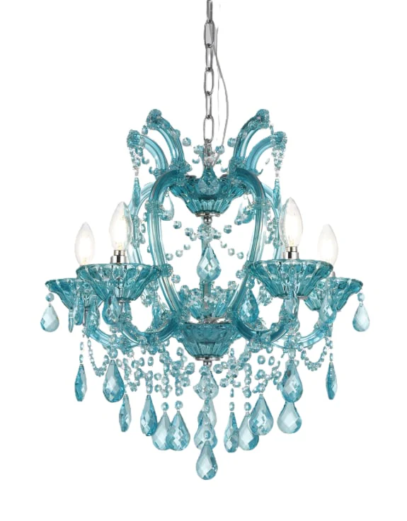 Five Branch Murano Chandelier - available in Pink, Aqua blue and Amber - Image 3
