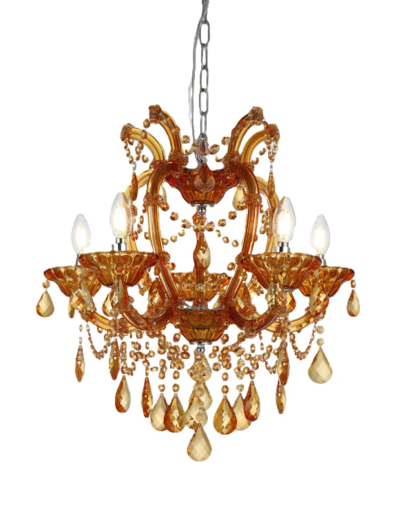 Five Branch Murano Chandelier - available in Pink, Aqua blue and Amber - Image 4