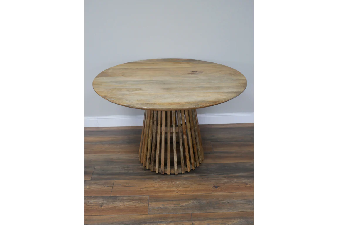 Round, slated base dining table - Image 2