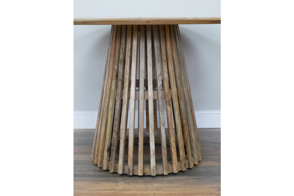 Round, slated base dining table - Image 3