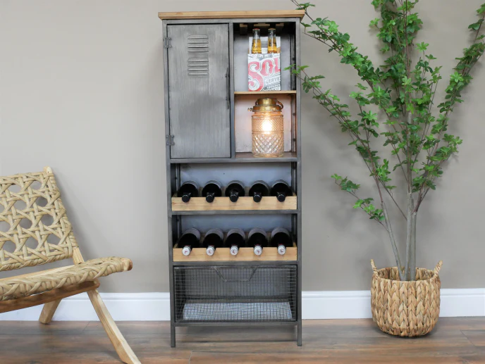 Rustic Metal Wine Cabinet