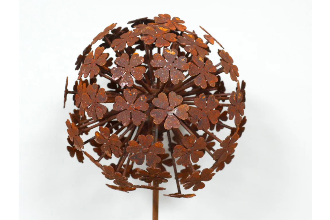 Rusty Flower Ball Stake - 140cm High - Image 2