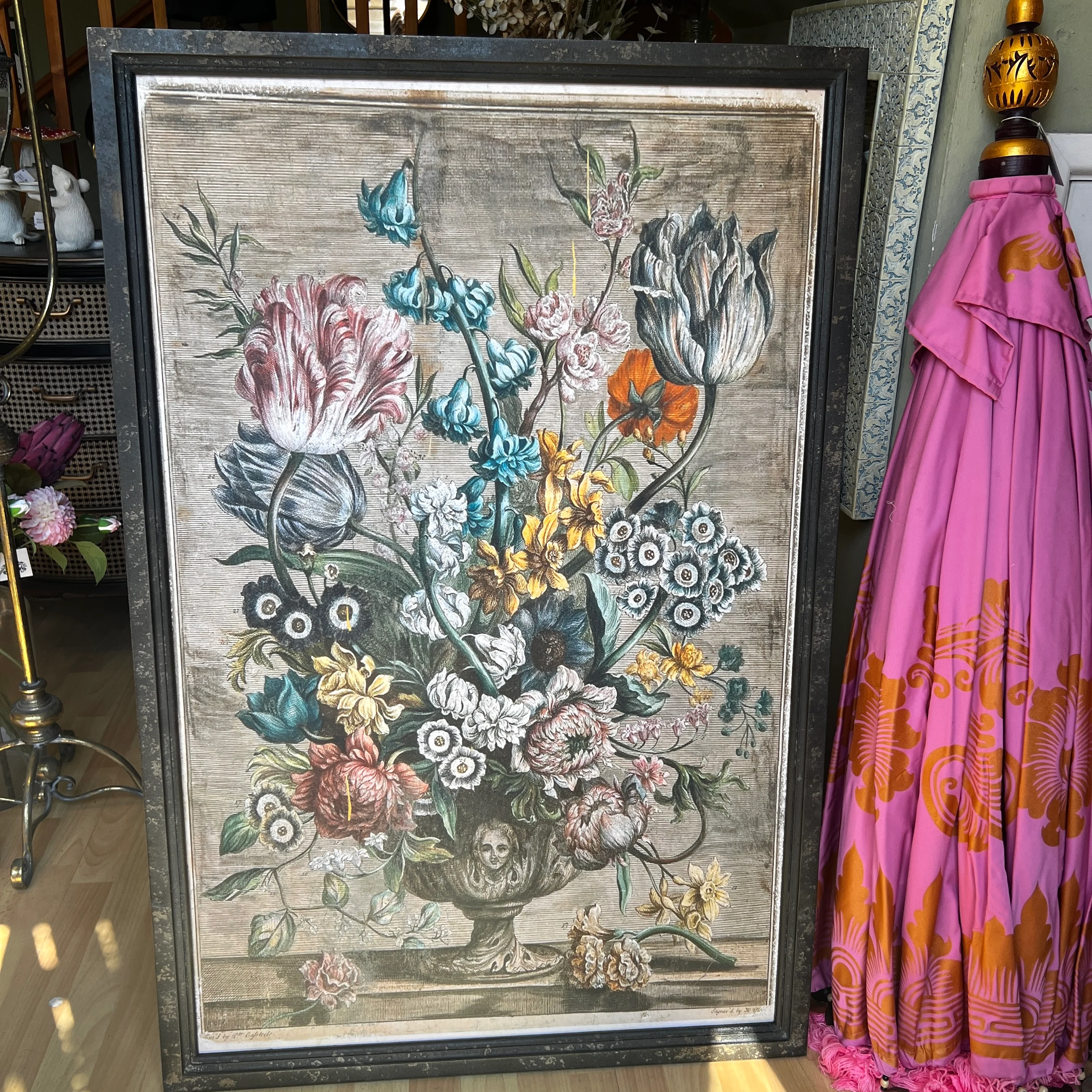 Set of 2 Antiqued Boho Floral Wall Prints Light - SALE - Image 3