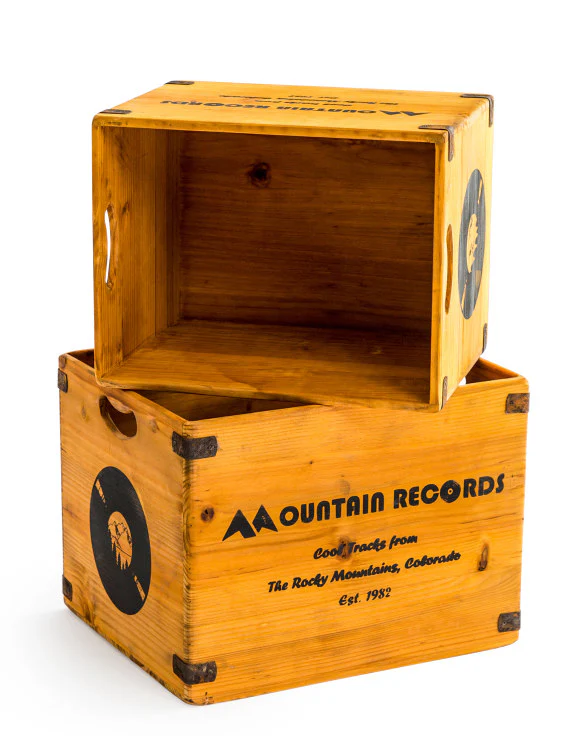 Set of 2 Antiqued Wooden "Roman Records" LP Record Storage Boxes - Image 2