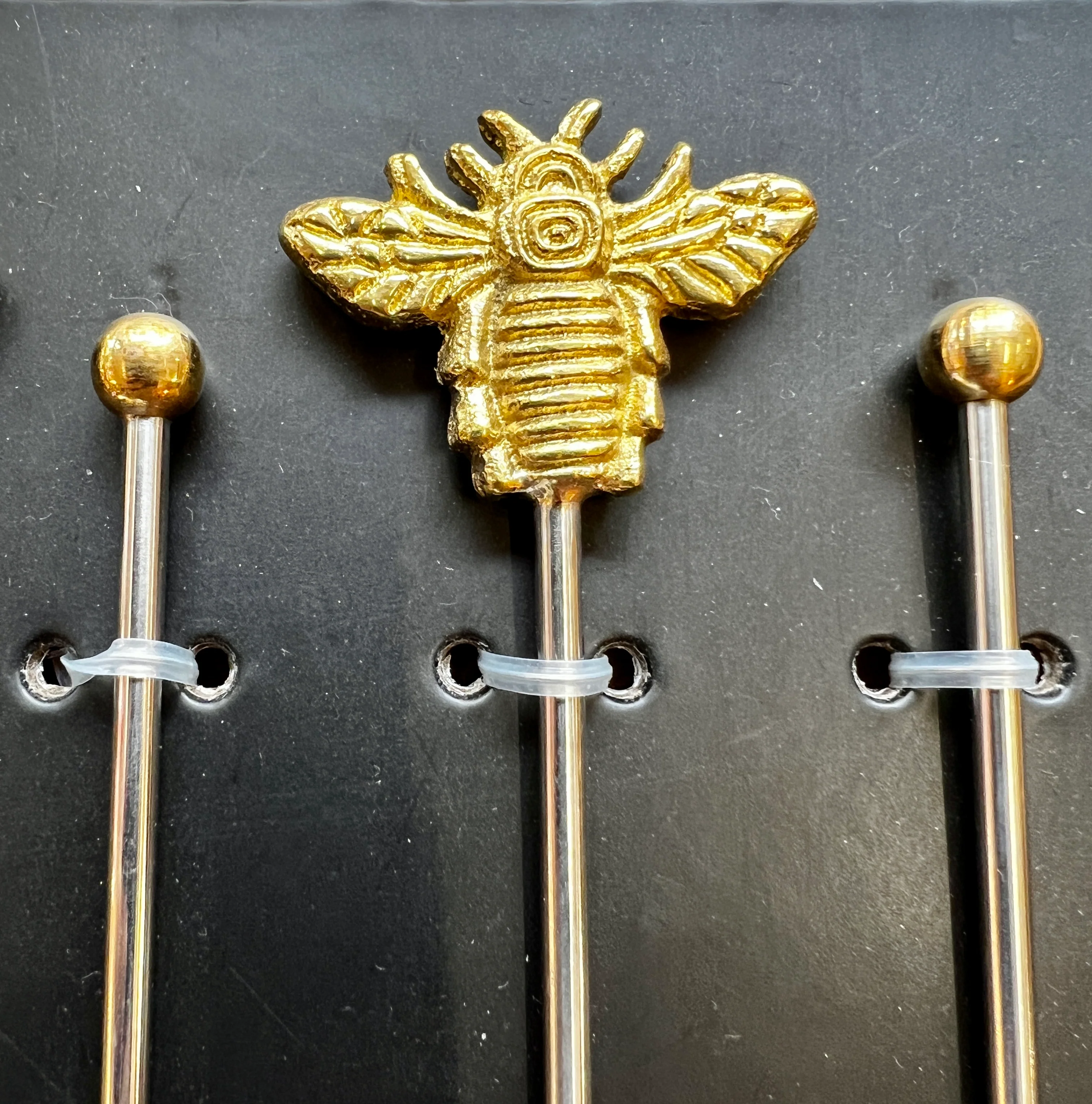 Set of 4 Gold Bumblebee Drinks Stirrers - Image 2