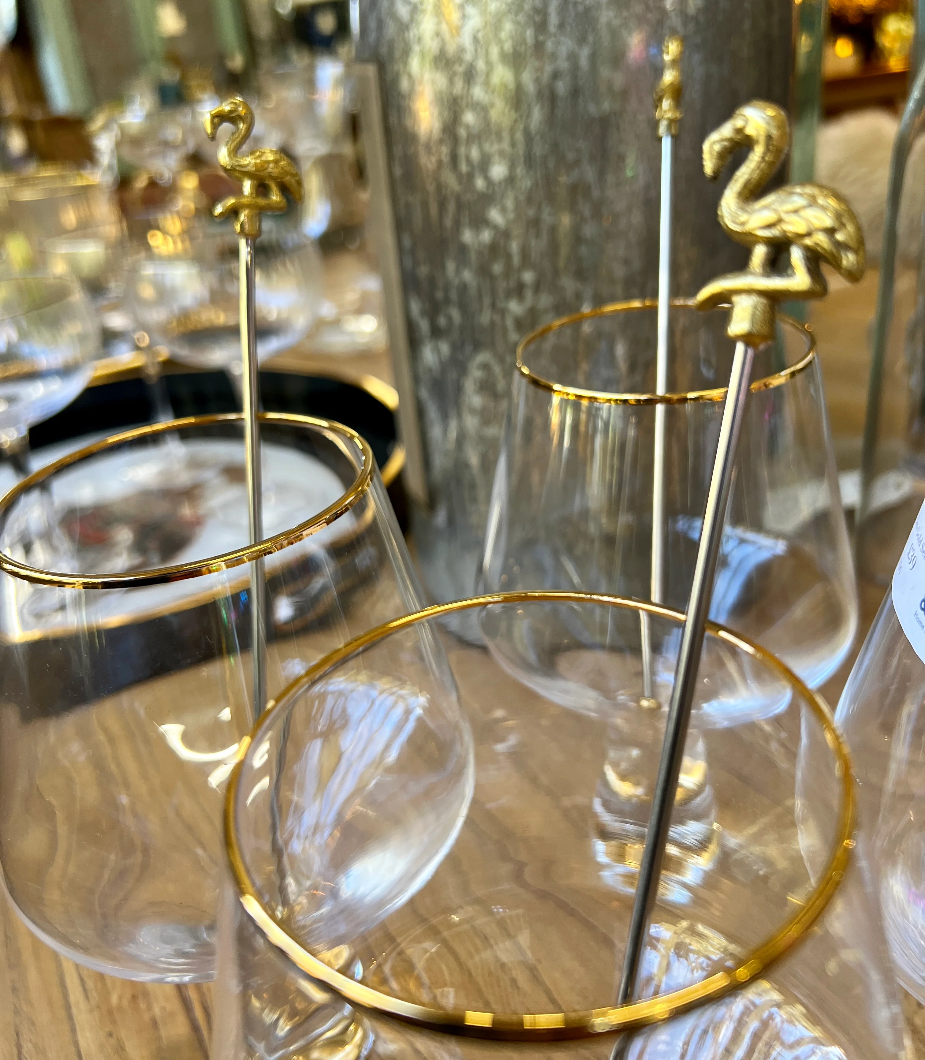 Set of 4 Gold Flamingo Drinks Stirrers - Image 3