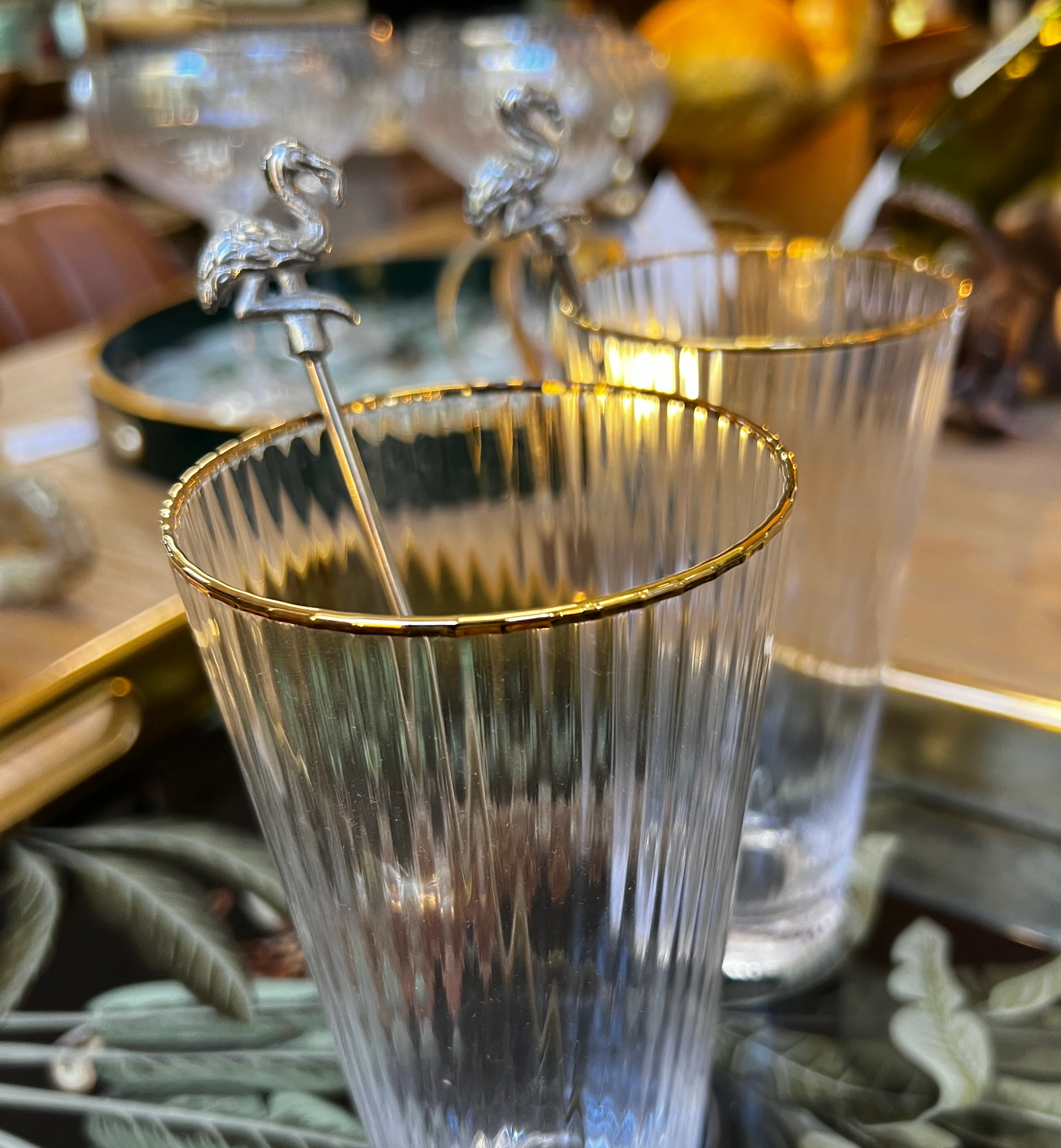 Set of 4 Nickel Flamingo Drinks Stirrers - Image 2