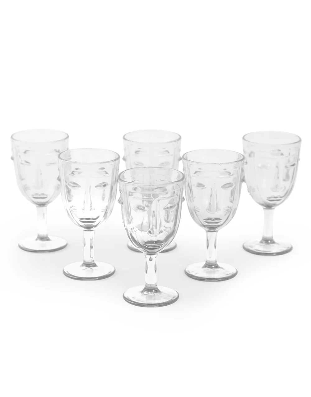 Deco Face Wine Glasses - Set Of 6