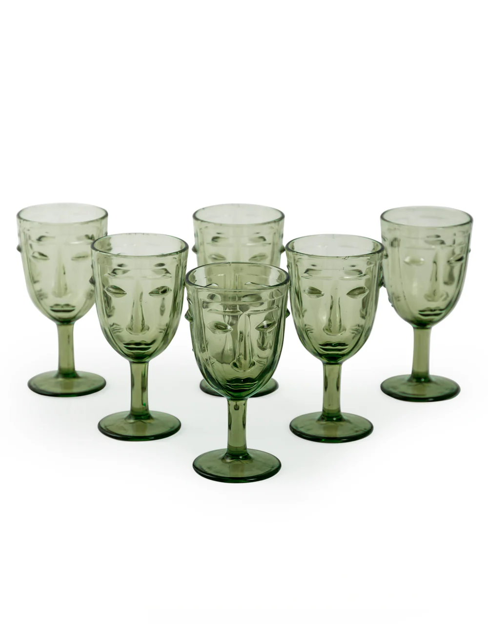 Deco Face Wine Glasses - Set Of 6 - Image 2