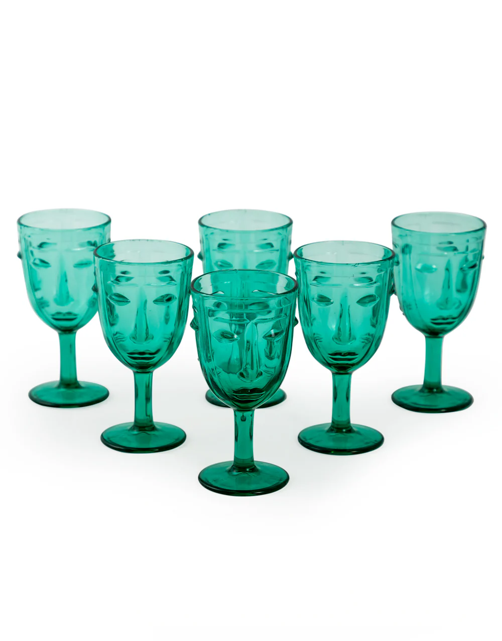 Deco Face Wine Glasses - Set Of 6 - Image 3