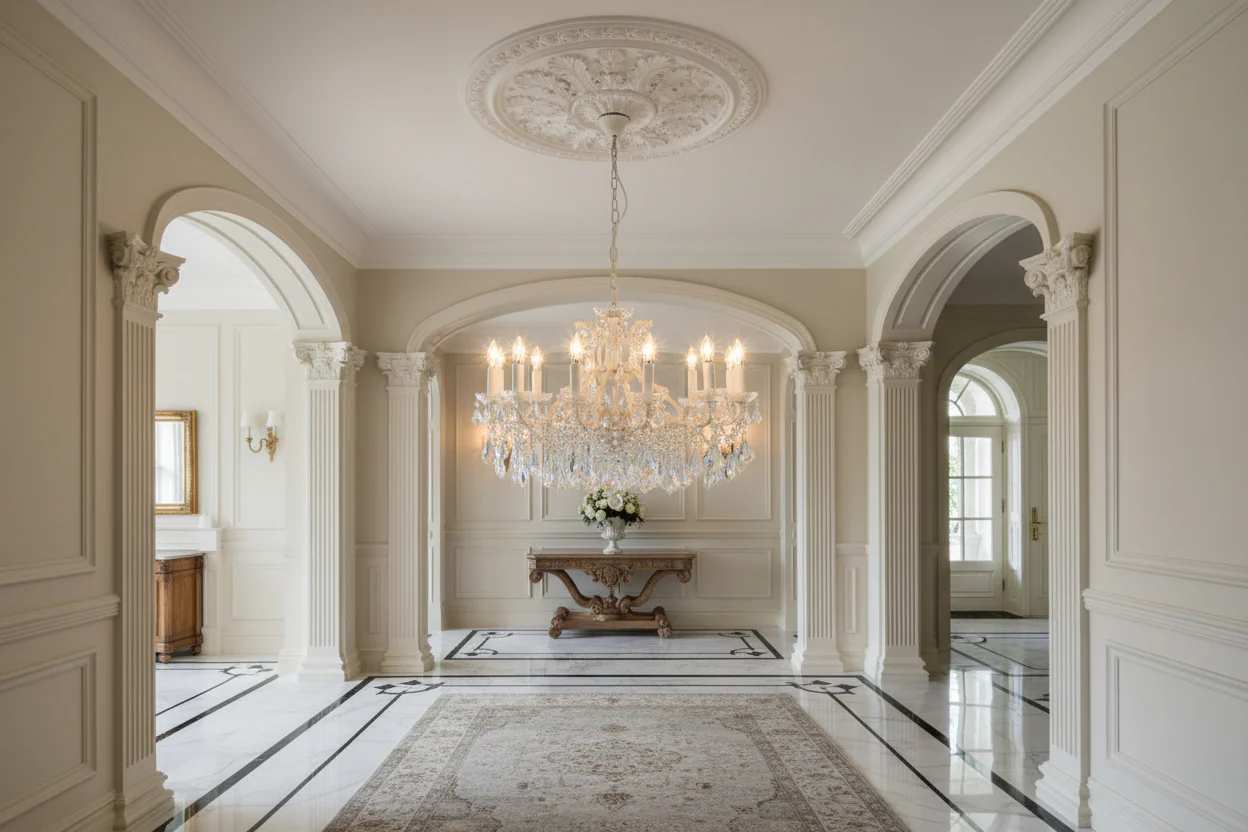 Shallow Antique Crackle White 12 Branch Chandelier - AS NEW x1 available at this discounted Price